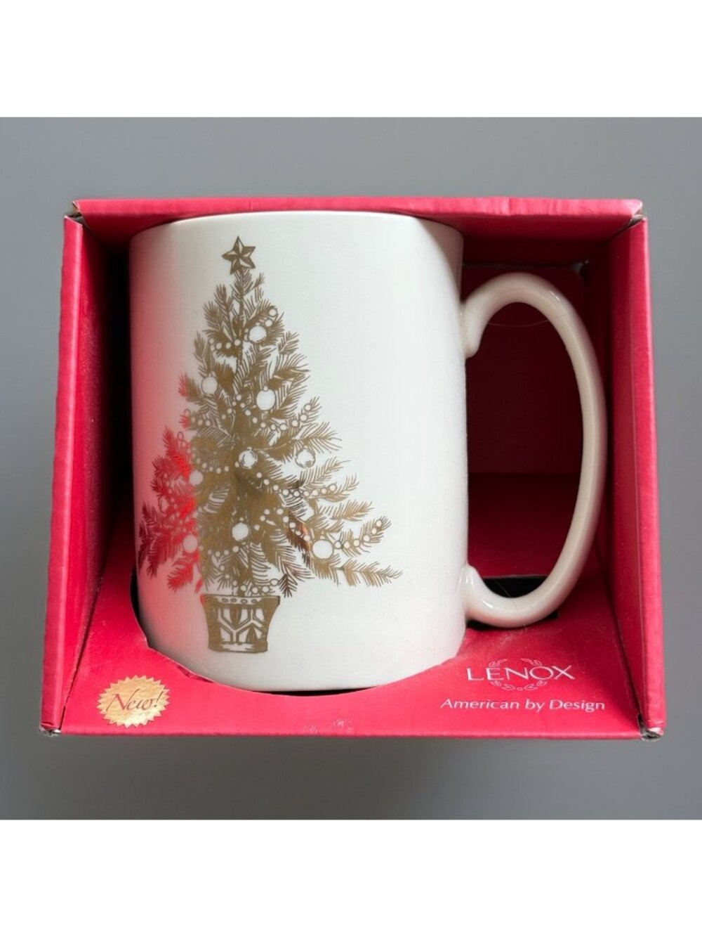 Lenox Golden Holidays Tree Mug 12 Oz Let It Snow Christmas‎ Golden Lettering NIB